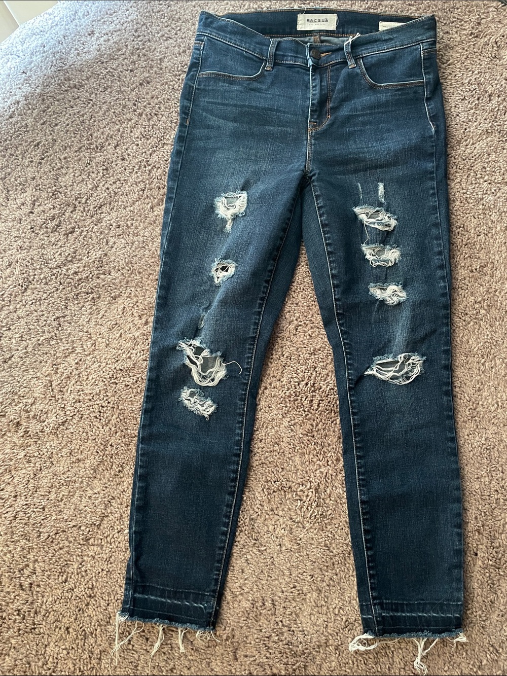 PacSun Dark Blue Distressed Skinny Jeans